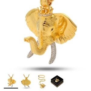Majestic Gold Elephant Pendant with Silver Accents Limted Edtion